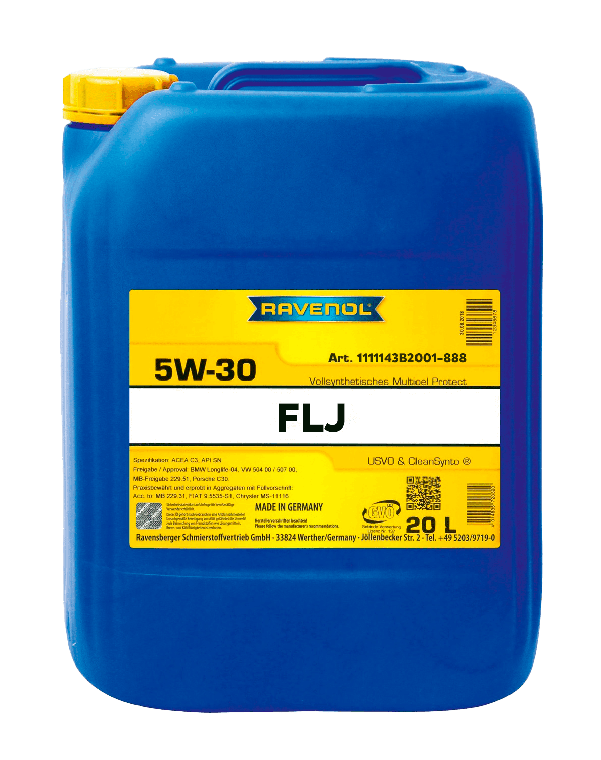 Моторное масло Ravenol FLJ SAE 5W-30, 20л